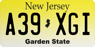 NJ license plate A39XGI