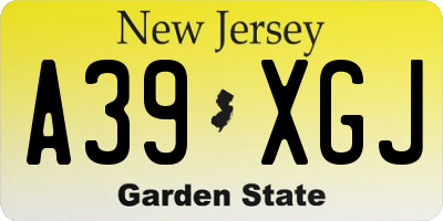 NJ license plate A39XGJ