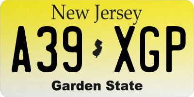 NJ license plate A39XGP