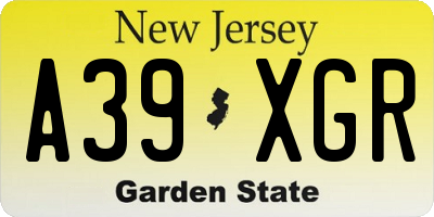 NJ license plate A39XGR