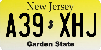 NJ license plate A39XHJ