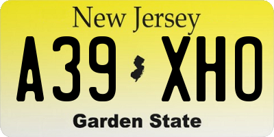 NJ license plate A39XHO