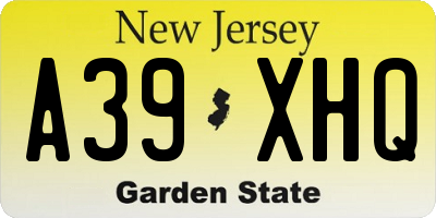NJ license plate A39XHQ