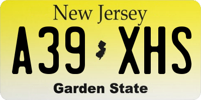 NJ license plate A39XHS