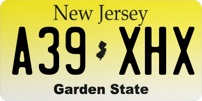 NJ license plate A39XHX