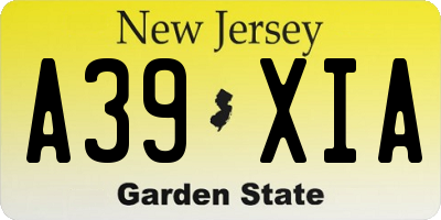 NJ license plate A39XIA