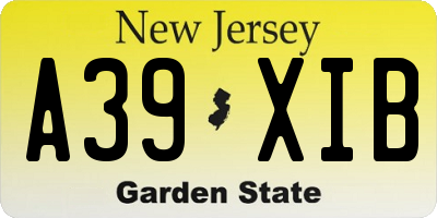 NJ license plate A39XIB