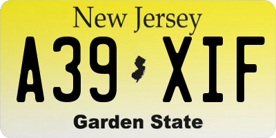 NJ license plate A39XIF