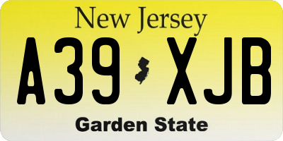 NJ license plate A39XJB