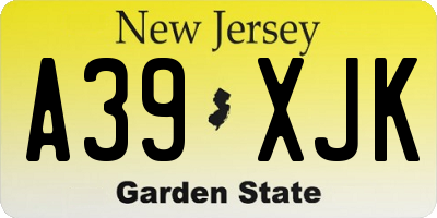 NJ license plate A39XJK