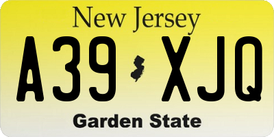 NJ license plate A39XJQ