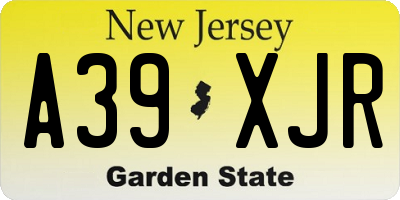 NJ license plate A39XJR