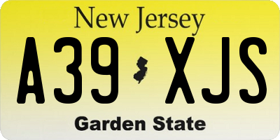 NJ license plate A39XJS