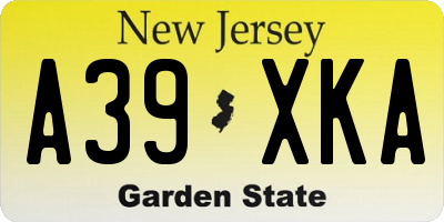 NJ license plate A39XKA