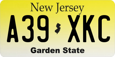 NJ license plate A39XKC