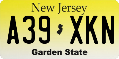 NJ license plate A39XKN