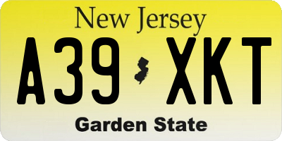 NJ license plate A39XKT