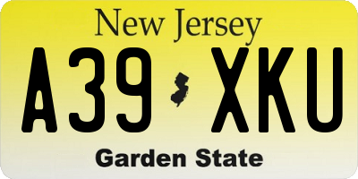 NJ license plate A39XKU