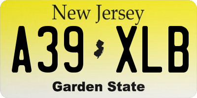 NJ license plate A39XLB