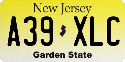 NJ license plate A39XLC