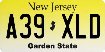 NJ license plate A39XLD