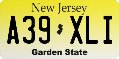 NJ license plate A39XLI