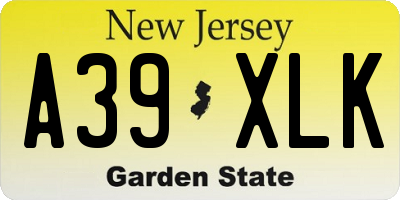 NJ license plate A39XLK