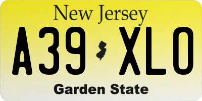 NJ license plate A39XLO
