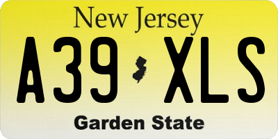 NJ license plate A39XLS