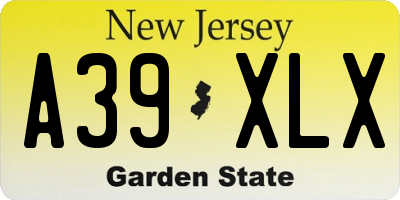 NJ license plate A39XLX