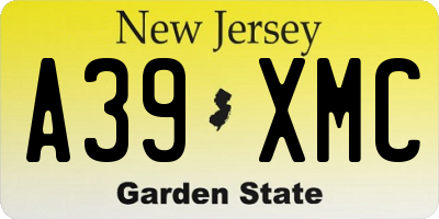 NJ license plate A39XMC