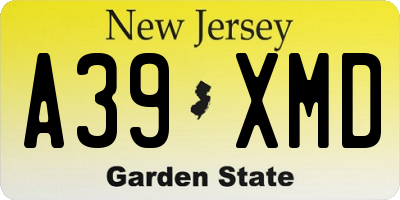 NJ license plate A39XMD