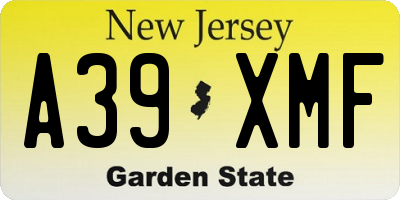 NJ license plate A39XMF