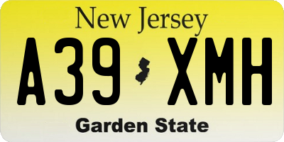 NJ license plate A39XMH