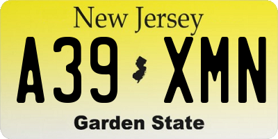 NJ license plate A39XMN
