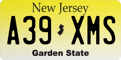NJ license plate A39XMS