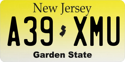 NJ license plate A39XMU