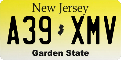 NJ license plate A39XMV