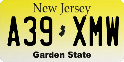 NJ license plate A39XMW