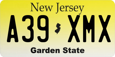 NJ license plate A39XMX