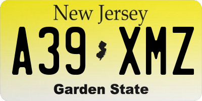 NJ license plate A39XMZ