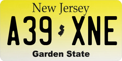 NJ license plate A39XNE