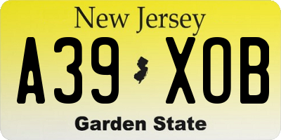 NJ license plate A39XOB