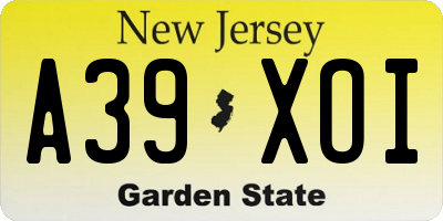 NJ license plate A39XOI