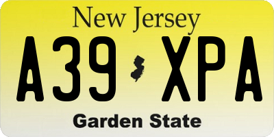 NJ license plate A39XPA