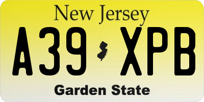 NJ license plate A39XPB