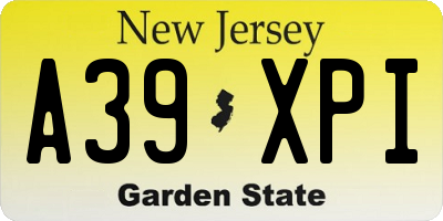 NJ license plate A39XPI