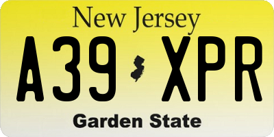 NJ license plate A39XPR
