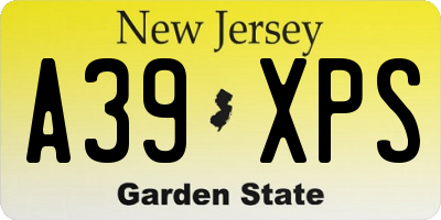NJ license plate A39XPS