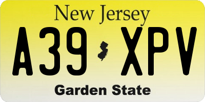NJ license plate A39XPV